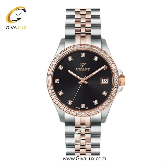 ساعت مچی اورجینال زنانه ویولت VIOLET نقره ای-رزگلد | رزگلد-نقره ای| مشکی| کد رفرنس 0641/2 سایز متوسط